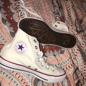 BRAND NEW NEVER WORN white high top converse!!